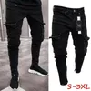 Moda masculina magro ajuste urbano perna reta calças pretas denim casual lápis jogger calças de carga S-3XL 240117