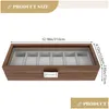 Uhrenboxen Gehäuse 6 Slots Walnussholz Display Outdoor Schmuck Organizer Halter Fall Transparent Design Container Reise Lagerung Drop D Otczl