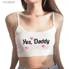 Blouses Femme Chemises OUI DADDY Coeur Été Femmes Haut Court Sexy Élastique Coton Camis Sans Manches Court Débardeur Bar Hauts Femmes YQ240117