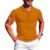 Polos pour hommes été grande taille T-shirt style décontracté sport Fitness mode élastique Vertical couleur unie à manches courtes POLO