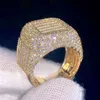 Custom Championship Iced Out Rock Rings Style Sier GRA VVS Baguette Moissanite Diamond Men's Hiphop Ring