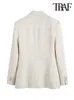 TRAF Женский модный твидовый двубортный пиджак, винтажное пальто с длинными рукавами и карманами с клапанами, женская верхняя одежда Chic Veste Femme 240116