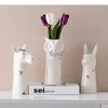 Vases Cute Animal White Ceramic Vase Owl/Zebra Flowers Pots Desk Decoration Artificial Flower Decorative Floral Arrangement Owl Vases YQ240117