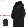 Cuir femme Faux cuir 11 BYBB'S DARK hommes hiver longue veste coupe-vent 2023 nouveau faux deux pièces doublure détachable fonction Parkas manteaux veste épaisse YQ240116