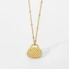 Pendant Necklaces Classic 18K Gold Plated Plaid Handbag Chocker Necklace Jewelry Stainless Steel Lattice Cubic Bag Neklace For Women Chain
