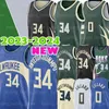 جيانيس antetokounmpo كرة السلة القميص داميان ليلارد 34 0 راي ألين ميلووكيس مطرزة الرجال الأخضر باك القمصان