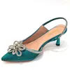 Scarpe eleganti Moda Colore verde Matrimonio per donna Semplice festa di ballo Sandali estivi Pantofola autunnale con tacco alto italiano