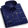 Мужская повседневная эластичная рубашка с длинным рукавом с принтом размера плюс 6XL 5XL, мягкая модная тонкая деловая рубашка обычного кроя высокого качества 240117