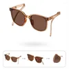 Solglasögon Kvinnor Fashion Folding Brand Designer Anti UV400 Glass Lady Retro Outdoor Solglasögon Eglasör bärbart fodral