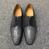 Chaussures habillées Authentique peau de Stingray lisse bout carré artisanat hommes classiques bureau véritable cuir exotique mâle à lacets Oxfords