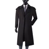 Trench coat masculino longo marinho primavera outono streetwear com cinto masculino blusão um botão clássico vintage M-6XL