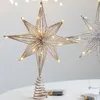 Christmas Decorations Tree Toppers Star With LED String Lights Ornament For Home