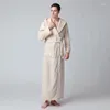 Nachtkleding voor dames Winterbadjas Lange mouw Warm Flanel Kimono-gewaden Dames Douchegewaad Nachtkleding met capuchon Paar Koraalfleece kamerjas