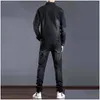 Men'S Tracksuits Smart Business Tracksuits Simple Blue Men Two-Piece Sets Spring Autumn Denim Jacket And Jeans Fashion Slim Trendy St Dhheb