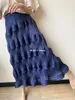 Faldas Miyake Plisado Único Ola Grande Cintura Alta Elegante Moda Coreana Falda Larga Diseñador Ropa Estética