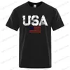 Men's T-Shirts Vintage Usa Flag Print Men T Shirts American Summer Casual Cotton Tops Hip Hop Street Tshirt Oversized Tee Clothes T240117