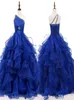 2021 Royal Girls Pageant Vestidos Um Ombro Ruffles Puffy Ball Vestido Cristal Beading Formal Crianças Vestidos de Baile Flor Meninas Dresse2314570