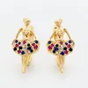 Dangle Earrings 585 Rose Gold Ballet Drop Women Elegant Multi-color Natural Zircon Bridal Daily Fashion Wedding Jewelry