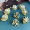 Studörhängen Vintage Courtly Style Barock Round Pearl Fashion Earring Ear Clips for Women Party Jewelry Accessories Gift