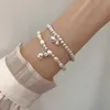 Kedja 925 Sterling Silver Flower Bead Pearl Armband för kvinnor Justerbart Temperament Romance Fashion Jewelry Gift Dropshipping