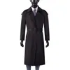 Men's Trench Coat Long Navy Spring Autumn Streetwear with Belt Male Windbreaker One Button Classic Vintage M-6XL