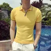 Polos pour hommes British Style Summer Ice Ice Silk à manches courtes Polo