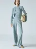 Loro * Piana Cashmere Womens Tracksuits Winter Zipper Knitted Cardigan Casual Pants Suit