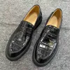 Sapatos de vestido autêntico pele de crocodilo homens clássico preto genuíno real verdadeiro couro de jacaré masculino fantasia deslizamento-on formal