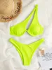 Sexy Bikinis Swimsuits Cut Out Women's Swimwear One Shoulder Biquini High Cut Bathing Suits Push Up Beach Bikini Set 240116