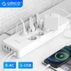 Plugue do cabo de alimentação ORICO Adaptador de soquete universal Euro Plug Power Strip com saída multi USB Múltipla porta AC Extensão de soquete elétrico 220V 110V YQ240117