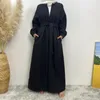 Ethnic Clothing 2024 Women Dubai Thick Cardigan Coat Muslim Islamic Winter Warm Abaya Kaftan Casual Full Length Dress S-2XL