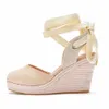 Crystal Queen Womens Summer High Heels Platform Wedge Sandals Ankle Buckle Strap Closed Toe Rubber Lace-up Pumps 240116
