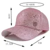 Kobiet Letni litera wentylacja Sunshade Baseball Cap for Girl Regulowane cekiny Caps Lady Beauty Casual Gorro Hip Hop 240116