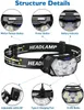 9 LED Strong Light Headlamp USB Rechageable Motion Sensor Headlight Portable Fishing Camping Outdoor Head Lamp Work Flashlight 240117