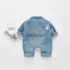 Pullover Spring Autunno neonato per bambini Ni bambini Giovani pagliaccio a maniche lunghe in denim abiti da arrampicata per neonati Vengono vestiti di moda H240508