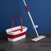 Flat Squeeze Mop and Folding Bucket Free Hand Washing Floor Cleaning Mop Microfiber Mop Pad Cleaning Tools on Hardwood Laminate 240116