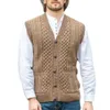 Nouveau gilet en laine sans manches pour hommes européens et américains, coupe ajustée, pull à fleurs torsadées de couleur unie, gilet pour hommes, automne et hiver