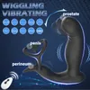 10 Wiggle Vibration Anal Plug Prostate Massager with Penis Ring Butt Vibrator Perineum Stimulator Male Sex Toys for Men 240117