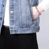 Man Vest Mens Men for Jackets Sleeveless Jeans Denim Jacket Veste Homme Cotton Comfort 240116