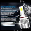 Autokoplampen Led-koplampconversiekit Alles in één 72W 7600Lm C6 Bbs voor auto H4/H7/H8/H9/H11/H13/9004/9005/9006/9007/9012 Koplamp Dh40E