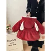 Down Coat Cute Red Cotton For Kids Girls Solid Warm Hooded Padded Jacket 1-6Y Children Winter Leisure Thick Quilted Overcoats