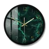 벽 시계 대리석 패턴 녹색 북유럽 시계 거실 장식 미니멀리스트 아트 홈 장식 창의적 라운드 프린트