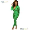 Tute da donna Pagliaccetti Haoyuan Leopardo Tute aderenti Moda Clother One Piece Outfit Y Costumi Manica lunga Body Complessivo Ro Dhclm