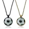 Colares de pingente 1 pcs 25mm clássico preto e branco futebol time gem colar com corrente de cauda fechos de lagosta para presentes de jóias festivas