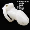 Resin Male Chastity Device with 4 Size Penis Rings,Cock Cage,Cockring,Chastity Belt,Penis Lock,Adult Games Sex Toys For Men