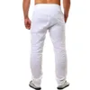 Pantalones cargo blancos de algodón de estilo fino para hombre, pantalones de lino de Color sólido transpirables de primavera para hombre, ropa de calle deportiva, pantalón para hombre 240117