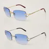 Luxury Gafas de Sol Metal Rimless Fashion Solglasögon Male Driving Glass C Decoration High Quality Designer 18K Gold Frame UV400 Sun Glasses Woman Size 58-21-140mm