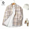 Women's Leather Faux Leather Thick Velvet Plaid Shirts Women Winter Warm Blouses and Tops New Casual Woolen Shirt Jacket Female Clothes Coat Outwear C17001X YQ240116