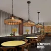 American Personality Hemp Rope Yurt Bar Chandelier Retro Industrial Style Clothing Store Restaurant Internet Cafe Iron Pendant Lamps and Lanterns