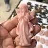 Dekorativa figurer högkvalitativa rosa kristallhantverk Opalite Angel Staty Carved Wing Figurin Healing Classic Jewelry for Gift 1st